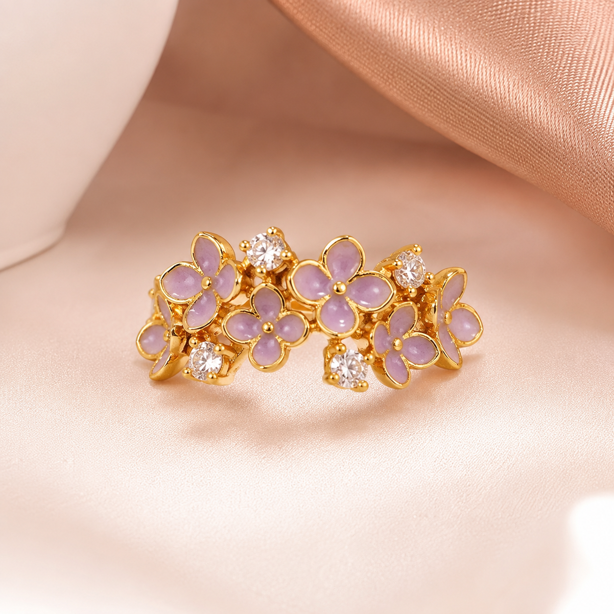 Golden Lavender Blossom Ring