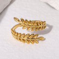 Golden Laurel Leaf Open Band Ring