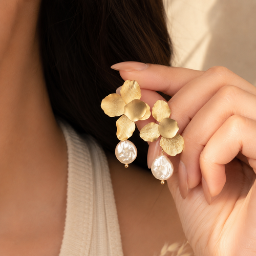 Convertible Pearl Flower Earrings