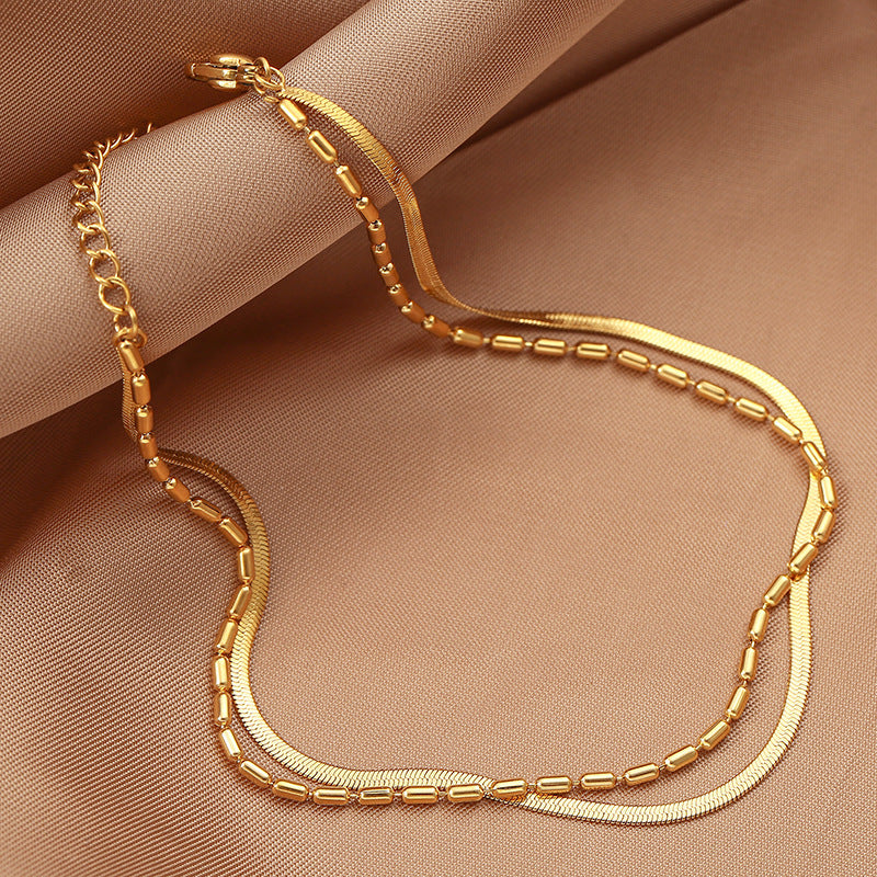 Golden Ripple Double Layer Anklet