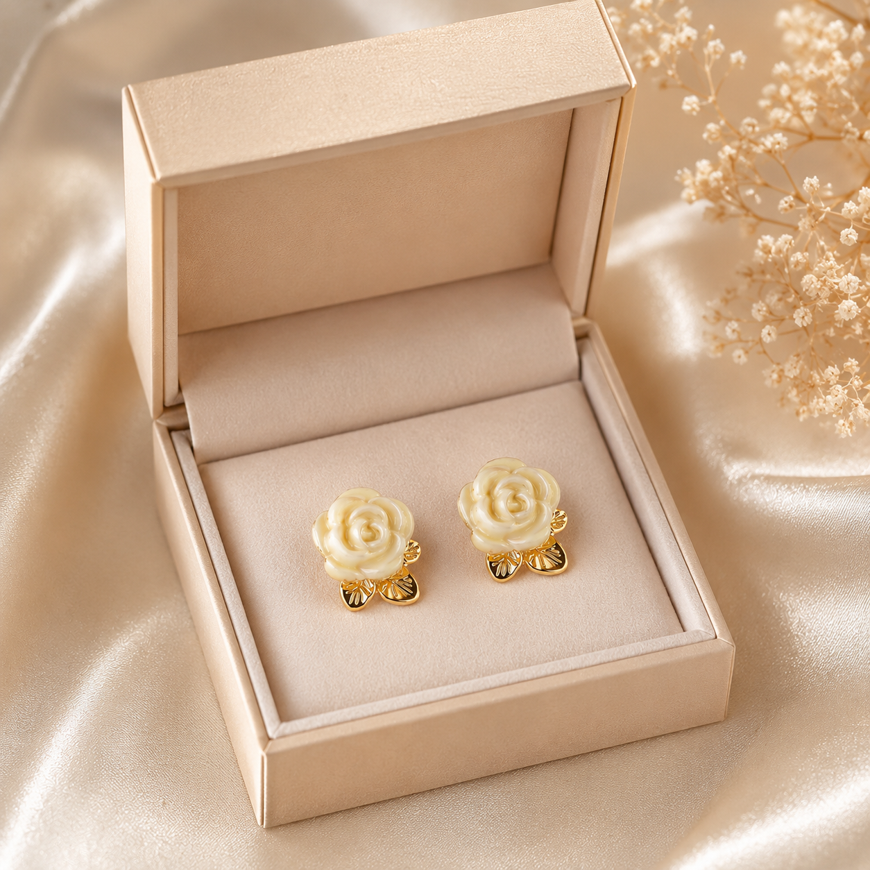 Ivory Rose Stud Earrings