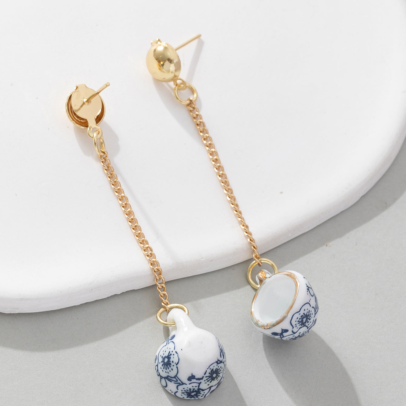 Mini Chinoiserie Tea Cup Earrings