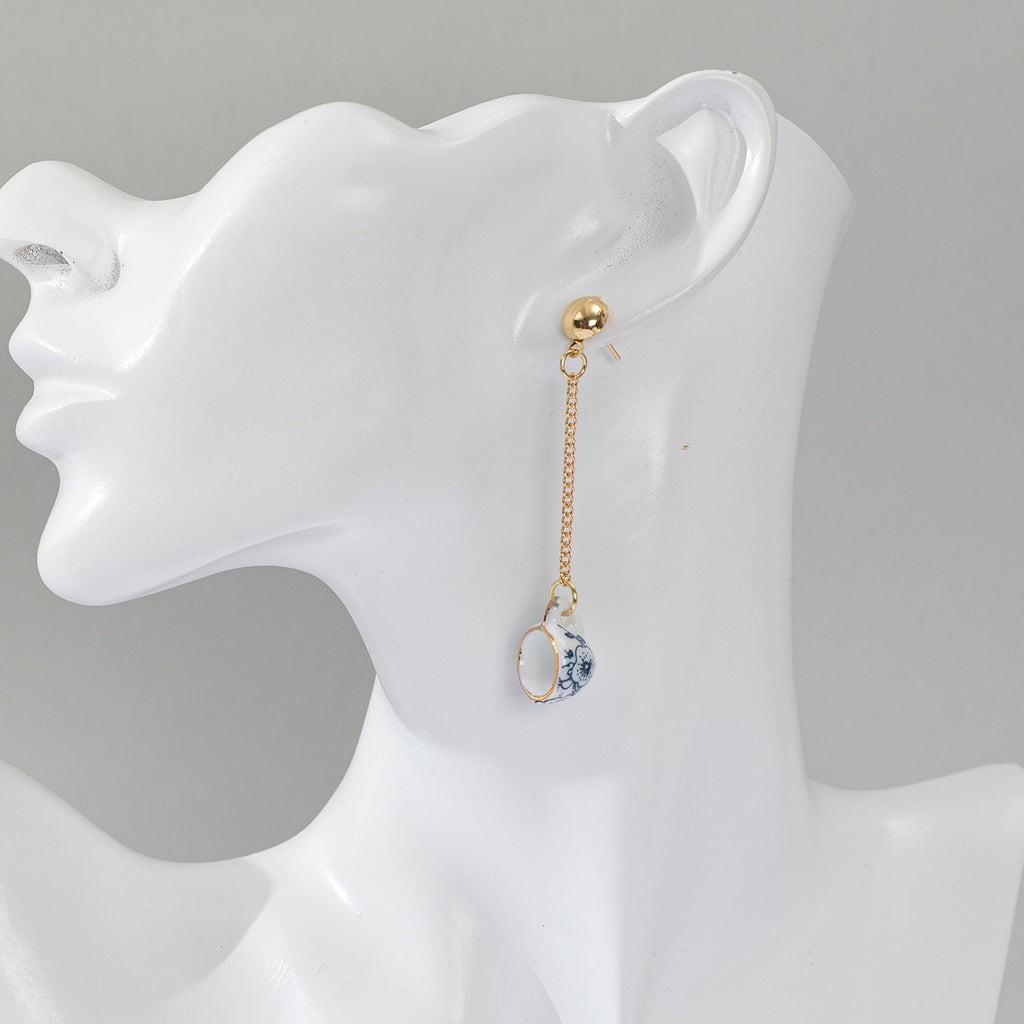 Mini Chinoiserie Tea Cup Earrings