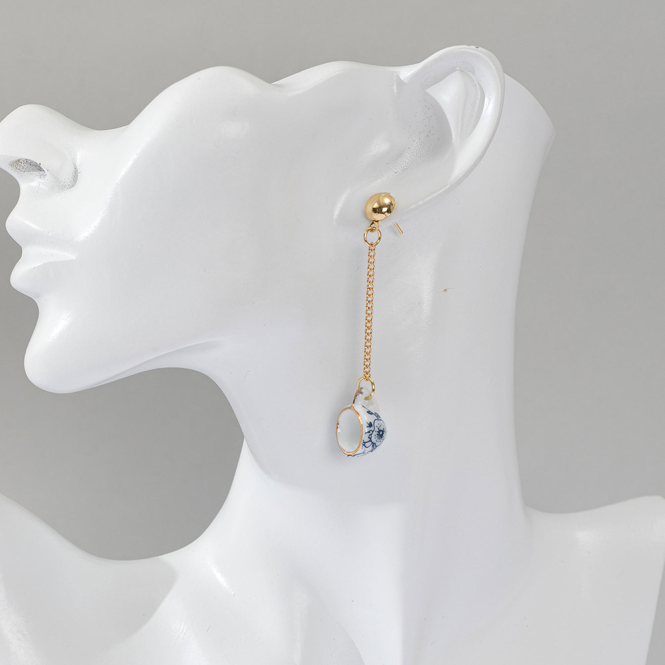 Mini Chinoiserie Tea Cup Earrings