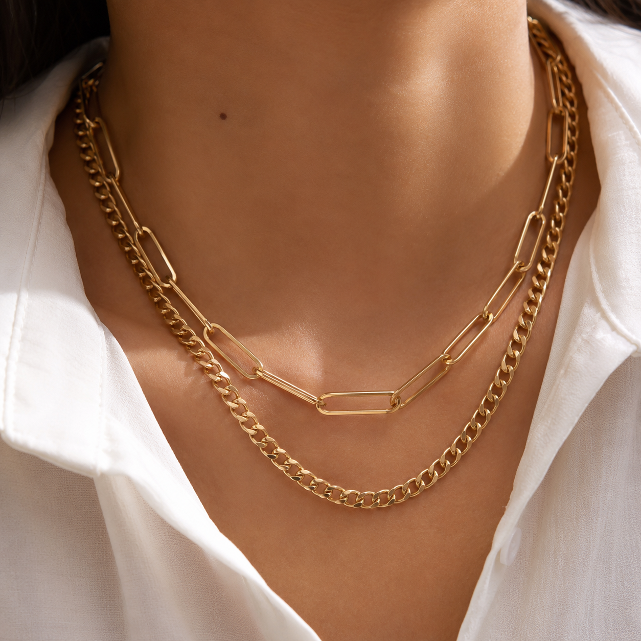 Paperclip Duo Layer Necklace
