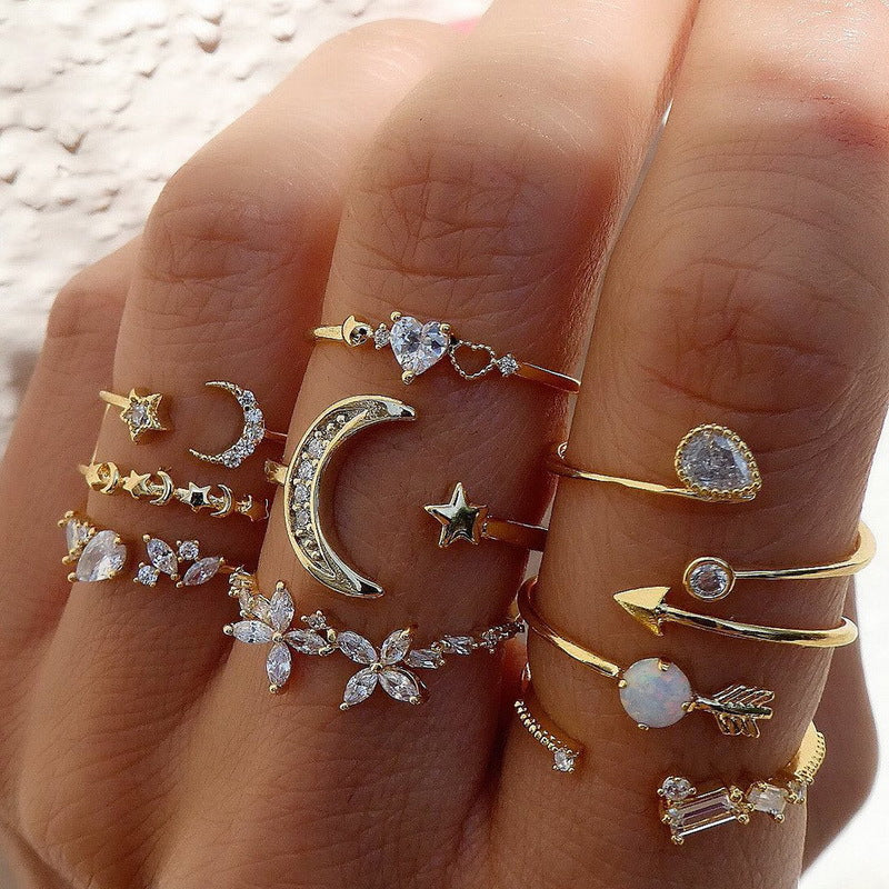 Celestial Garden Gold Ring Stack