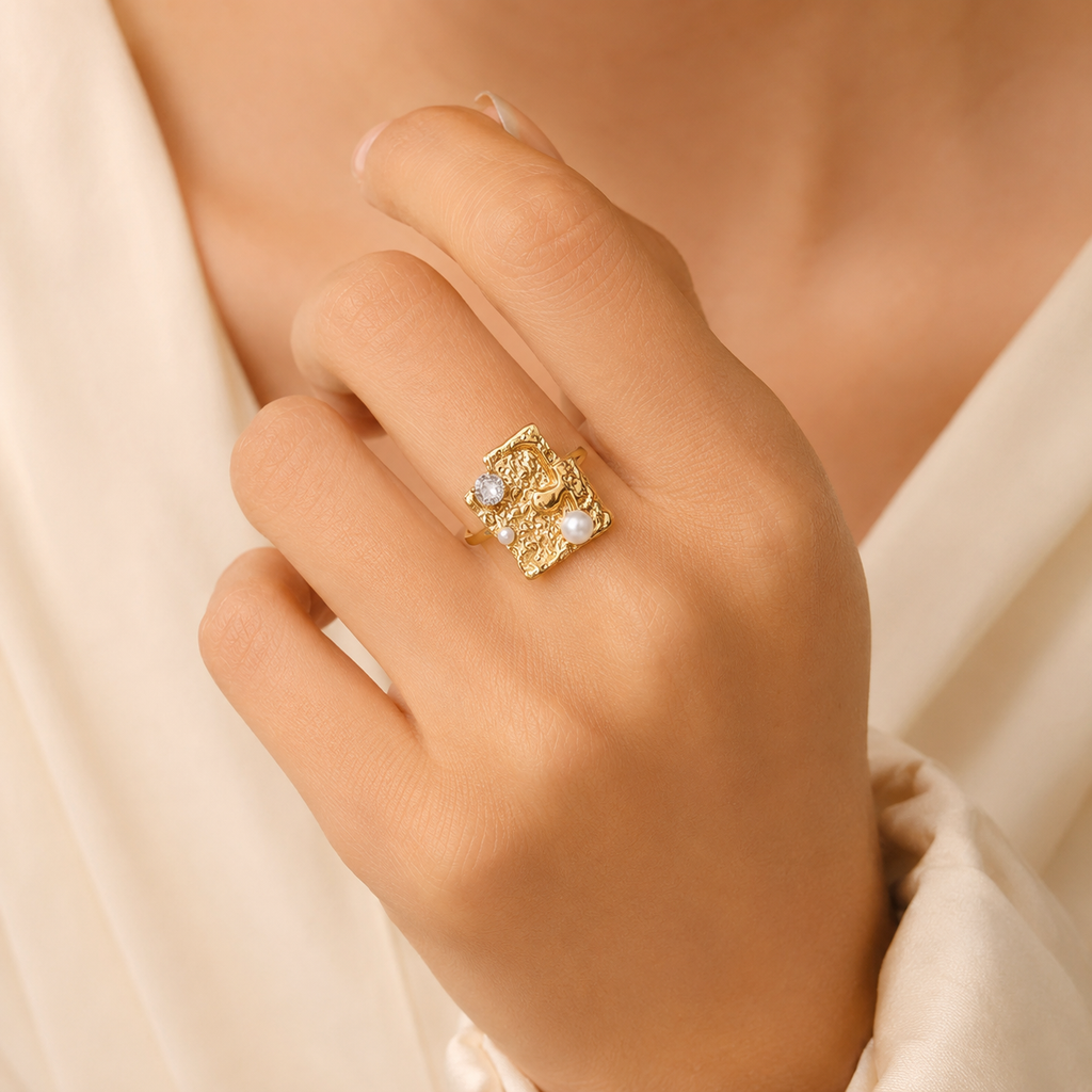 Golden Celestial Pearl Ring