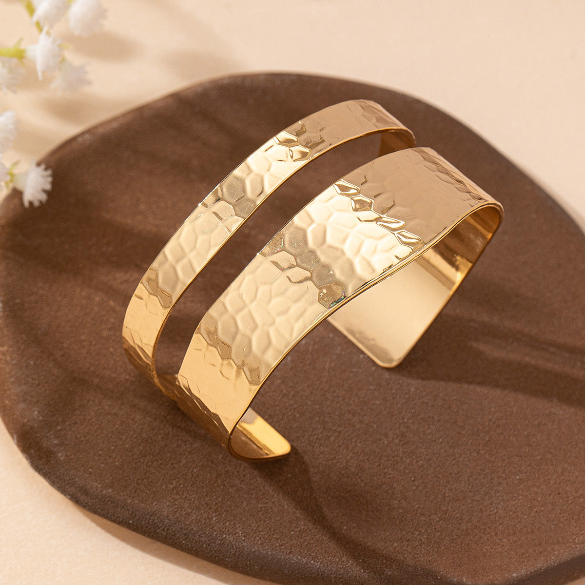 Aurelia Hammered Gold Adjustable Cuff Bracelet