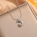 Zircon Crescent Moon Pendant Necklace