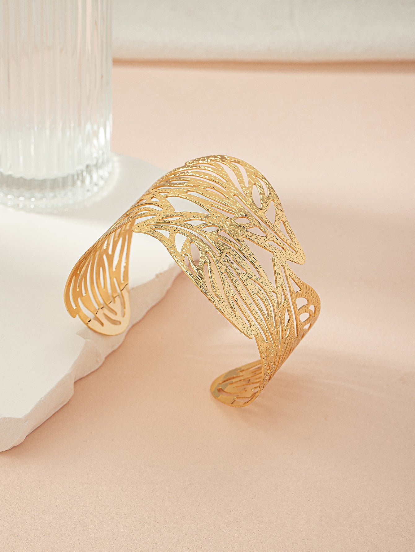 Golden Canopy Leaf Adjustable Cuff Bracelet