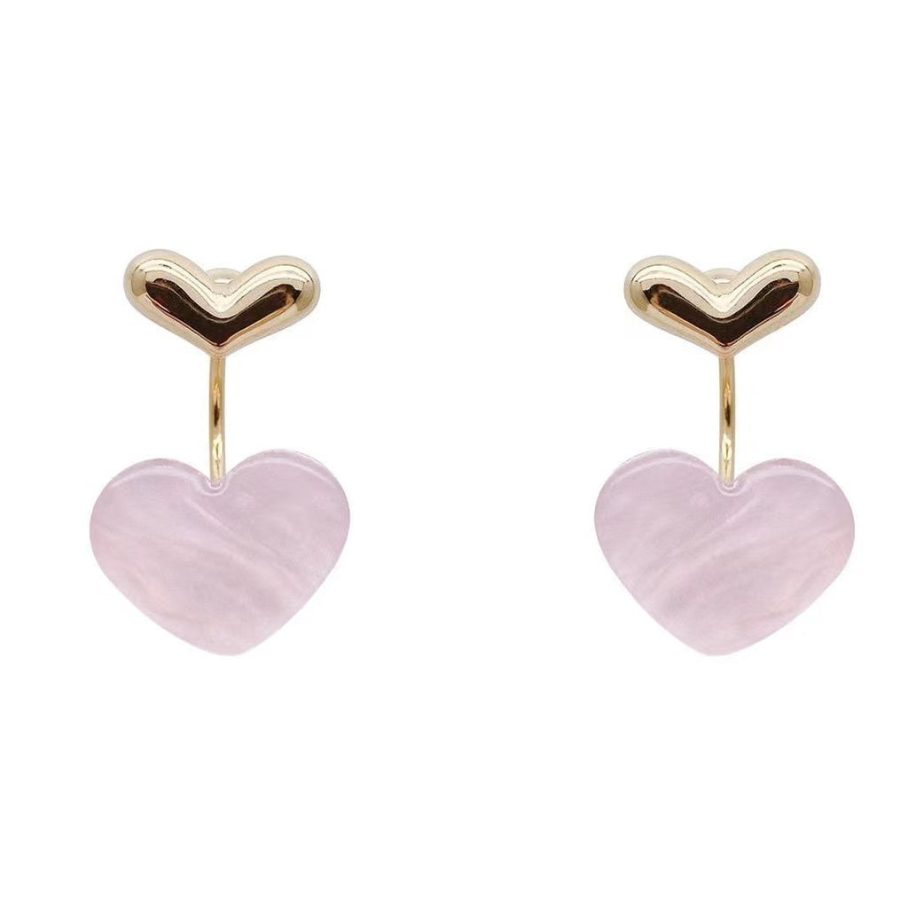 Sweetheart Shell Drop Earrings in Blush Pink and Gold