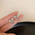 Starlit Bow Zircon Drop Stud Earrings