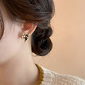 Black Enamel French Retro Butterfly Stud Earrings