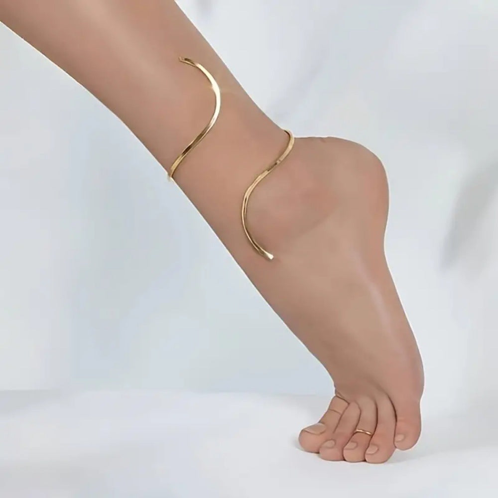Golden Crescent Wrap Anklet
