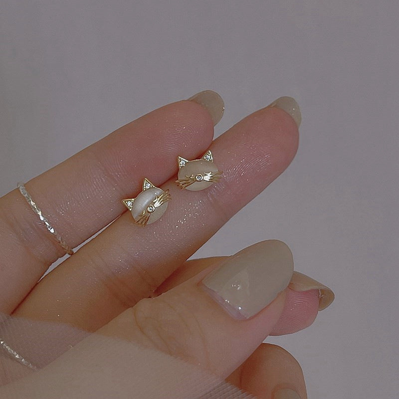 Gold Kitty Studs