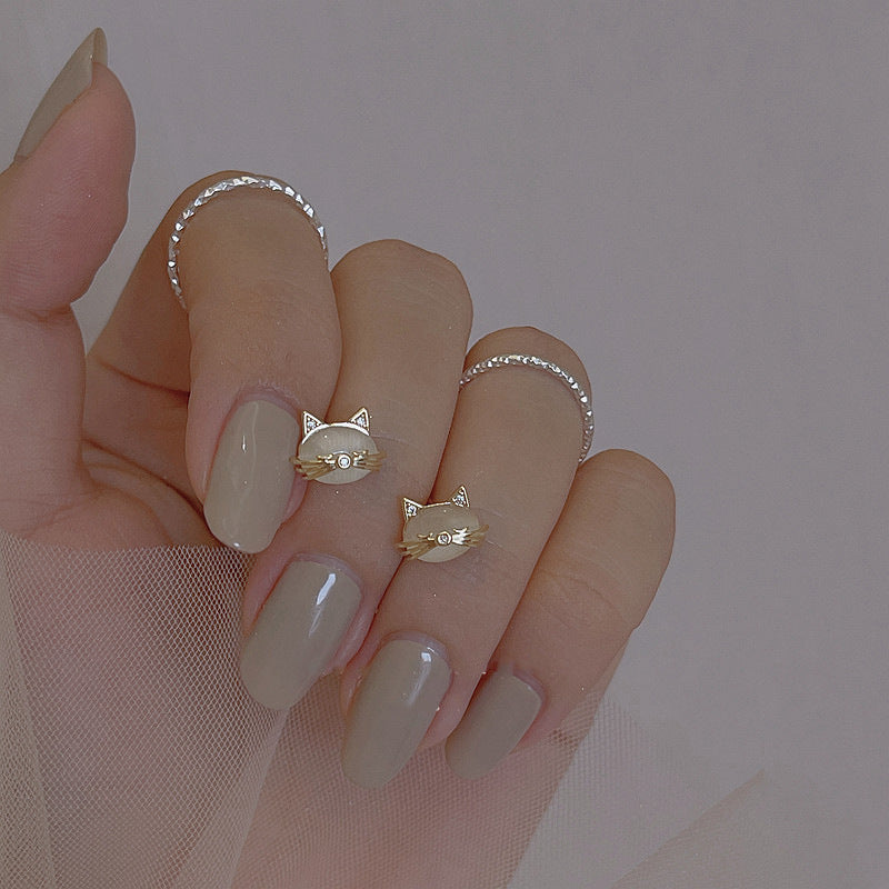 Gold Kitty Studs