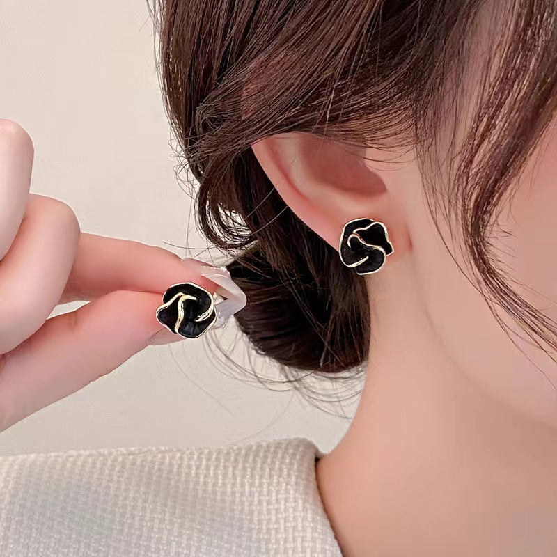 Black Bloom Stud Earrings