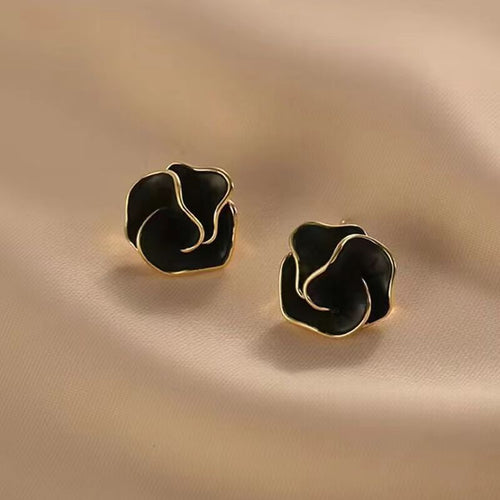 Black Bloom Stud Earrings