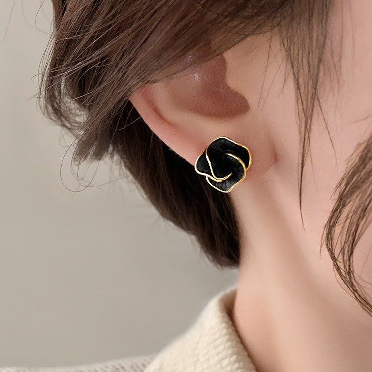 Black Bloom Stud Earrings