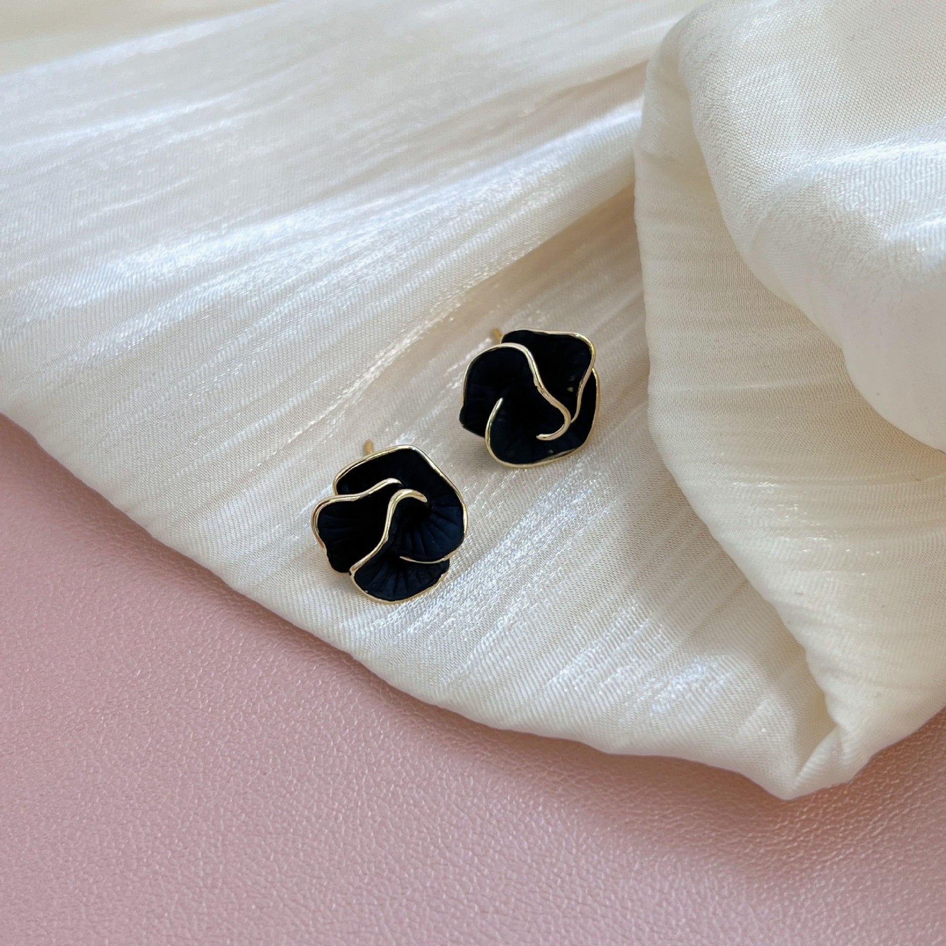 Black Bloom Stud Earrings