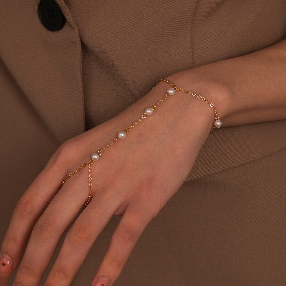 Golden Pearl Hand Chain