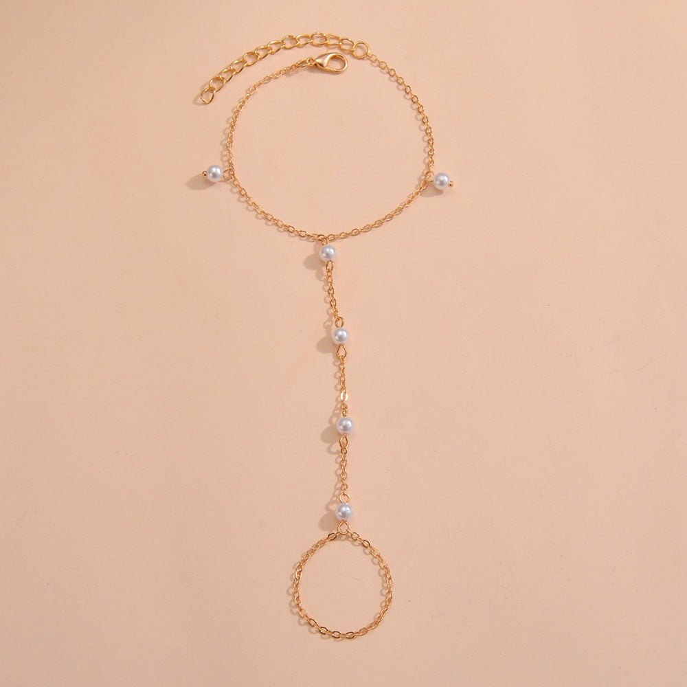 Golden Pearl Hand Chain