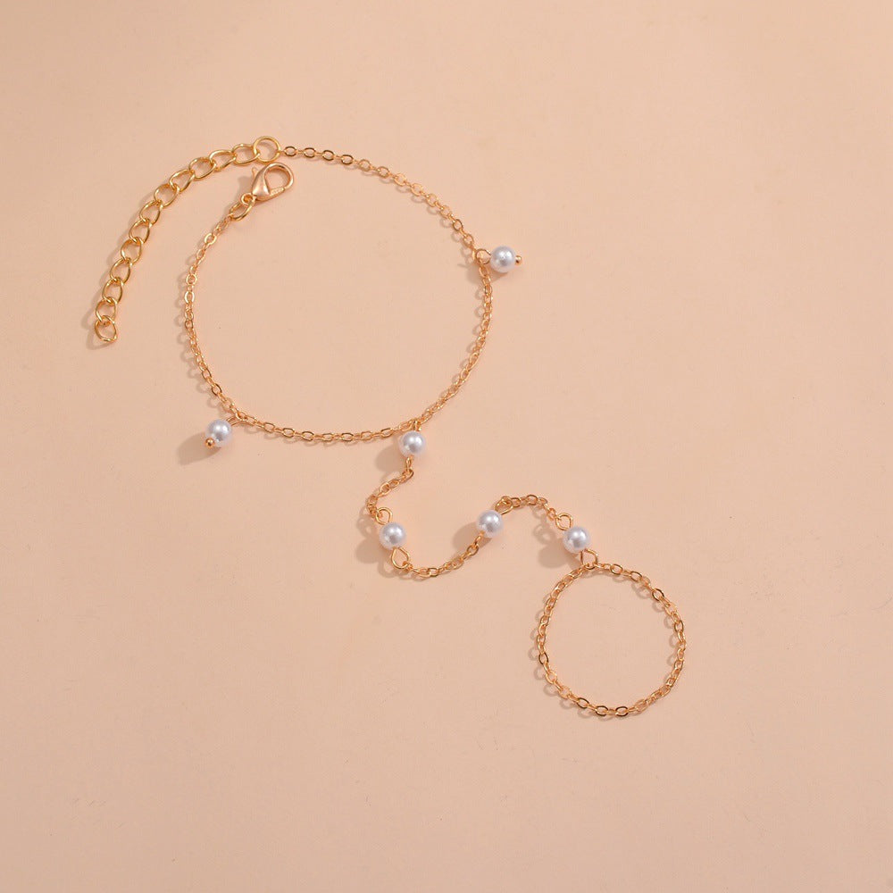 Golden Pearl Hand Chain