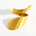 18K Gold Plated Asymmetric Wave Adjustable Statement Ring