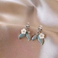 Mermaid Bloom Fish Tail Zircon Drop Earrings