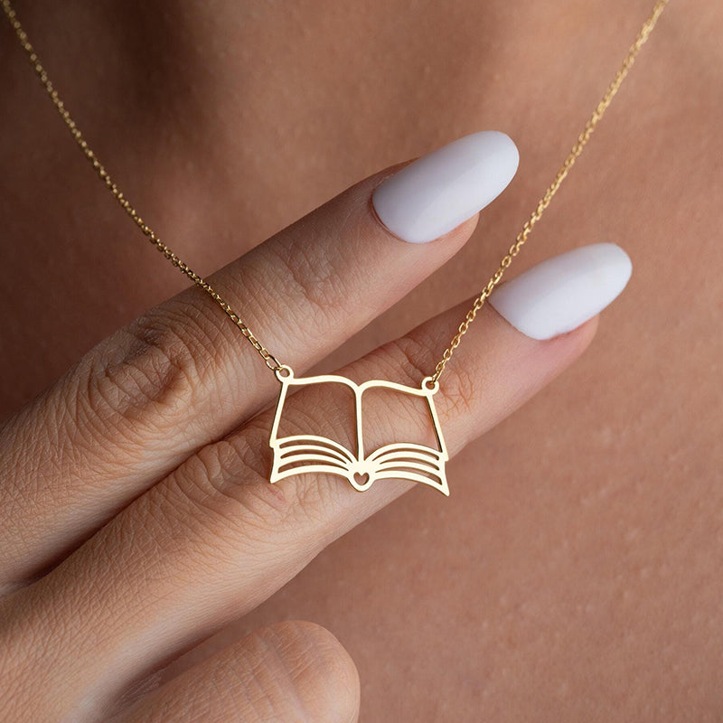 Open Book Necklace Pendant for Book Lovers