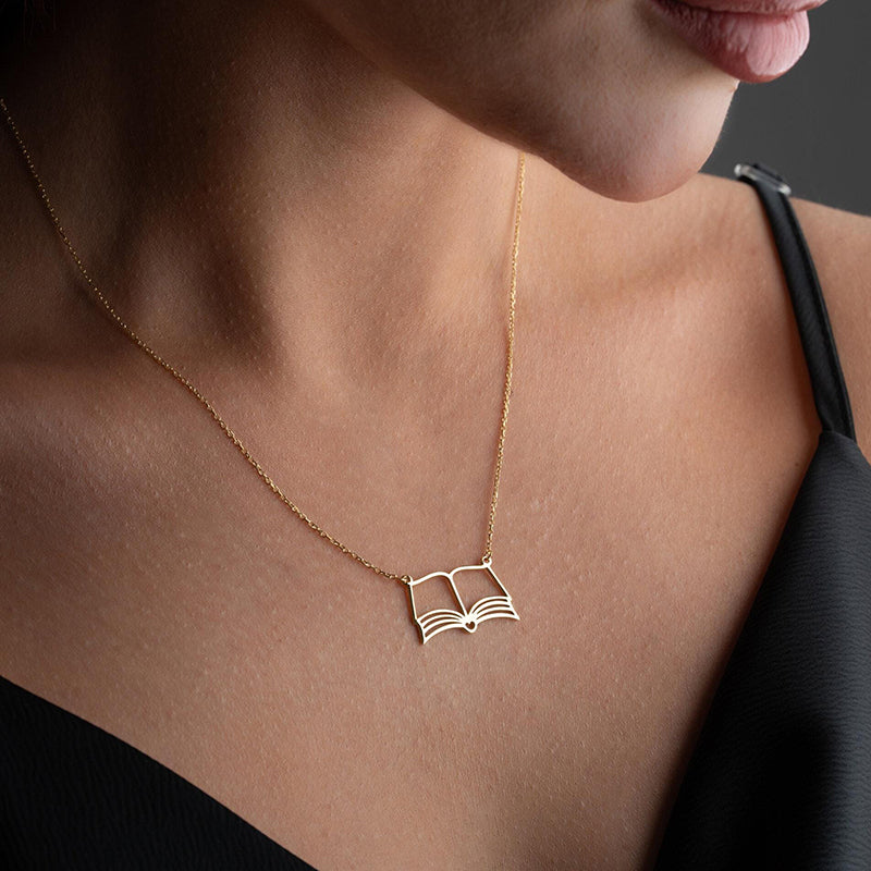 Open Book Necklace Pendant for Book Lovers