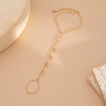 Crystal Drop Gold Finger Chain Bracelet