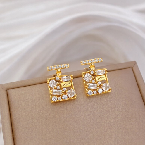 Golden Elixir Perfume Bottle Charm Earrings