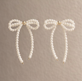 Pearl Bow Knot Drop Earrings