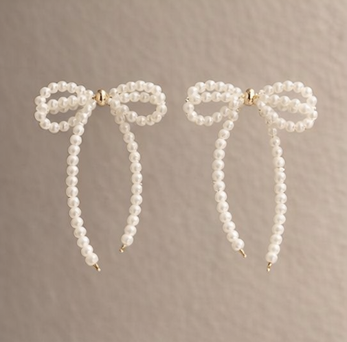 Pearl Bow Knot Drop Earrings
