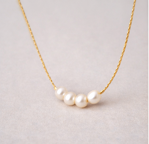 Gold Plated Pearl Loop Pendant Necklace