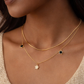 Starlit Duo Real Gold Plated Double Layer Star Necklace