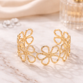 Floral Charm Waterproof Gold Plated Bangle