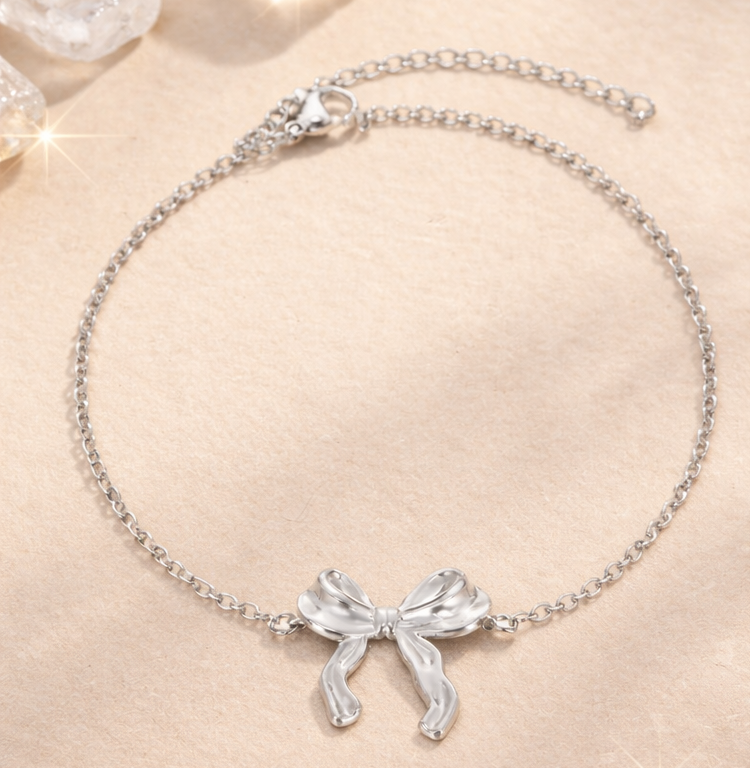 Silver Bow Anklet