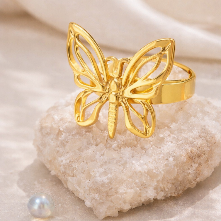 Golden Flutter Statement Ring
