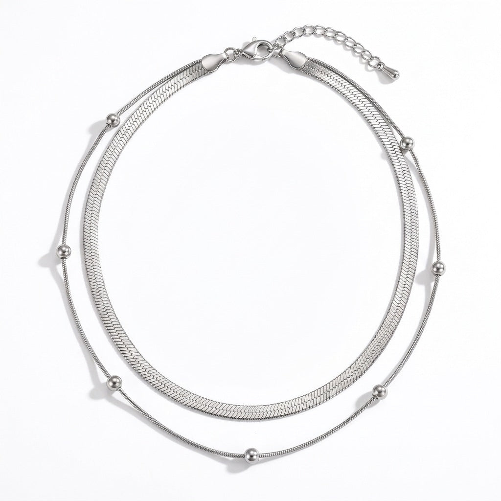 Silver Harmony Duo Necklace