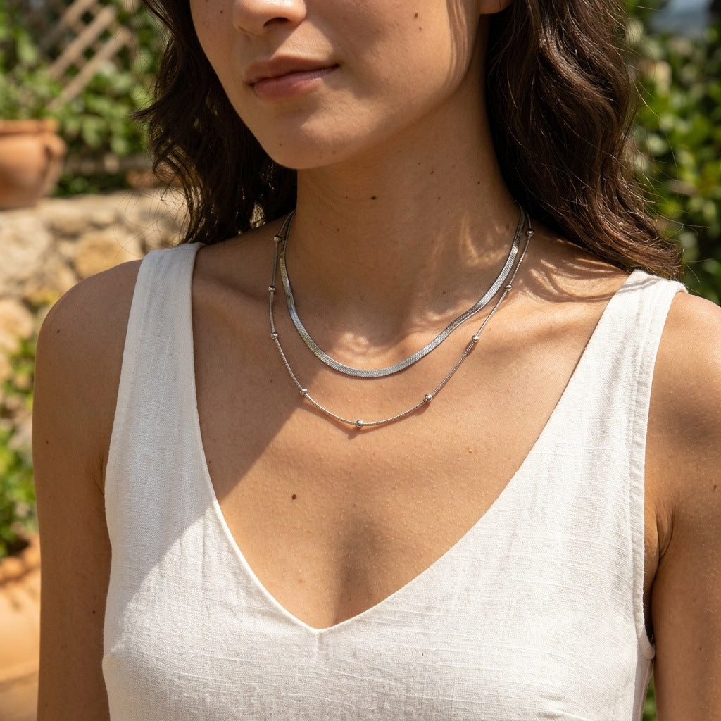 Silver Harmony Duo Necklace