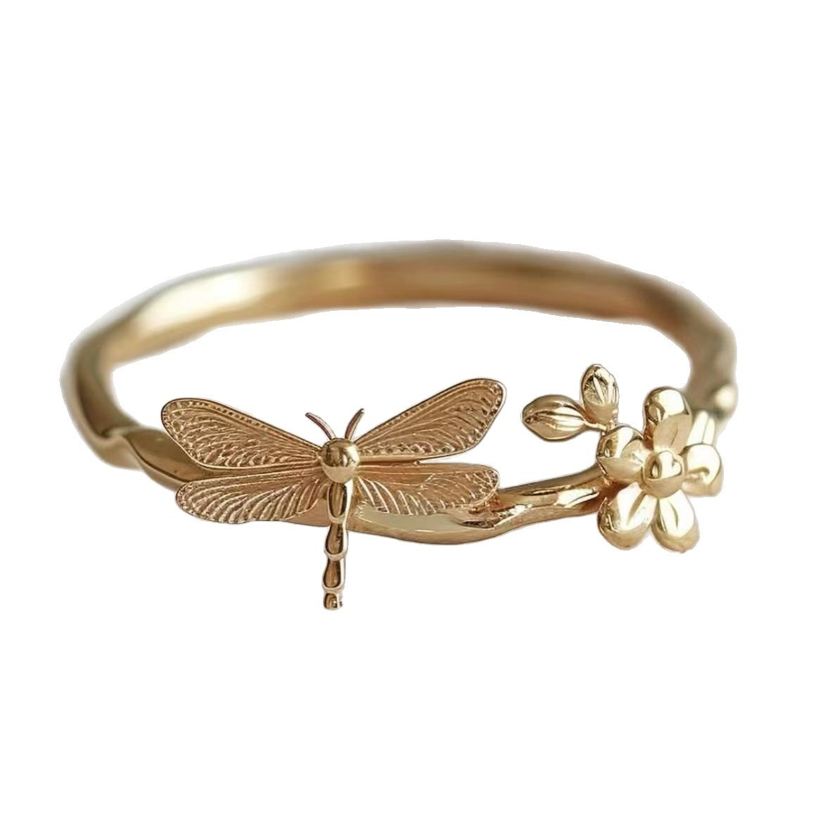 Golden Dragonfly Bloom Ring