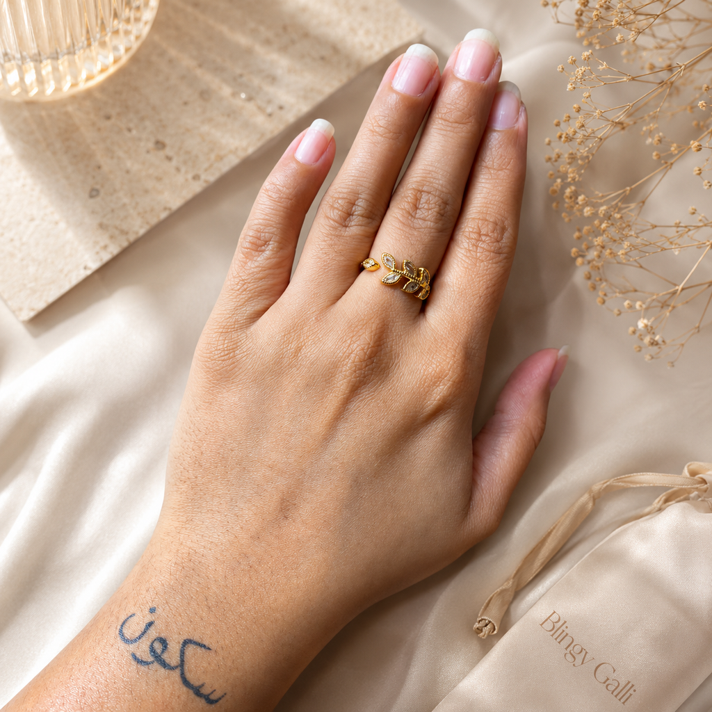 Golden Crystal Vine Ring