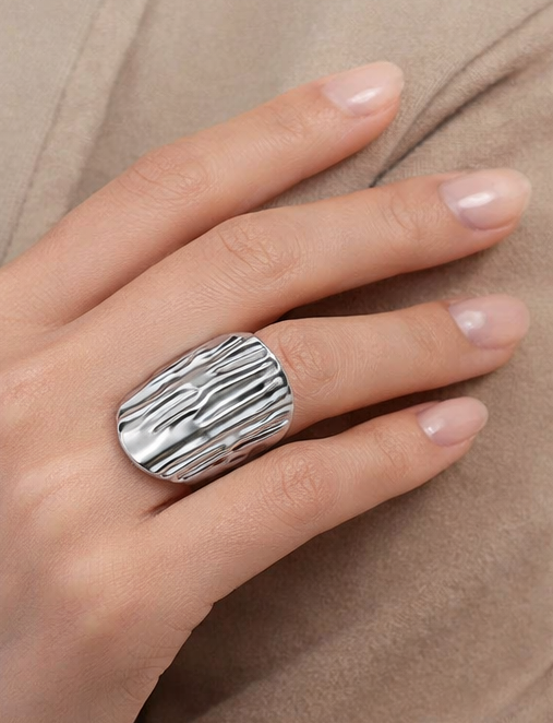 Ripple Queen Bold Stainless Steel Statement Ring