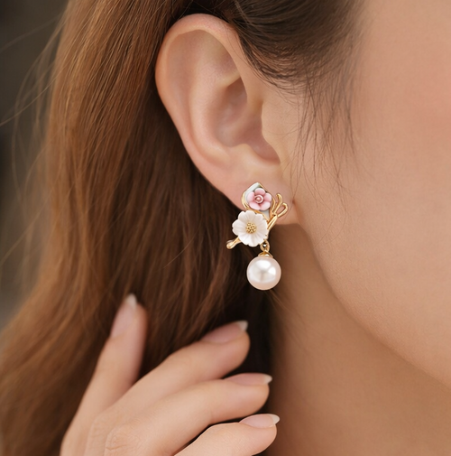 Belle Jardin Pearl Flower Drop Earrings