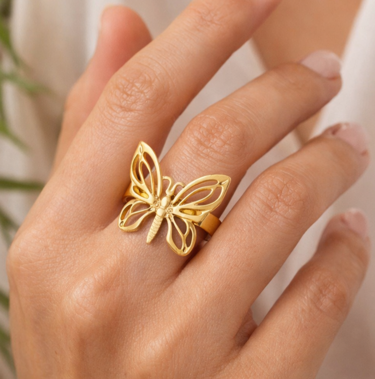 Golden Flutter Statement Ring