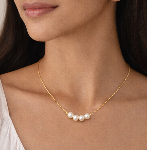 Gold Plated Pearl Loop Pendant Necklace