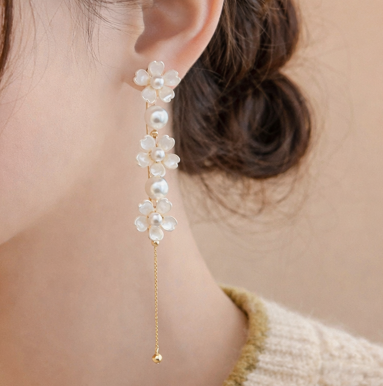 Floral Pearl Drop Earrings