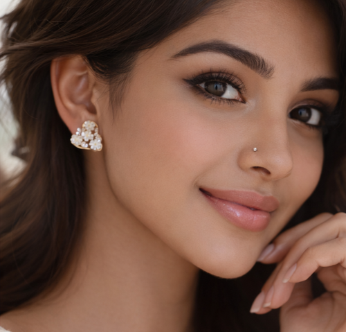 Blooming Heart Crystal Studs